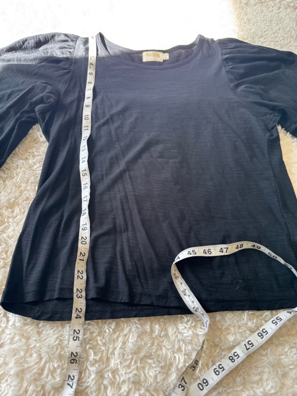 Nation LTD Cecilia Long Balloon Sleeve Pima Cotton Top Size Large - Picture 6 of 8